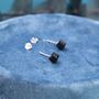 3D Black Crystal Cube Stud Earrings Sterling Silver, thumbnail 7 of 11