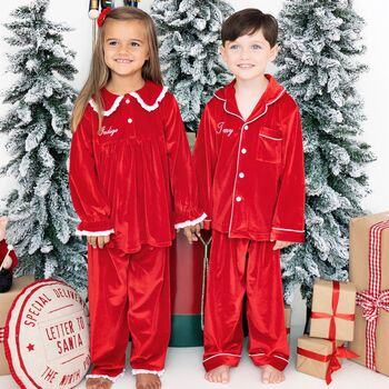 Personalised Dad And Child Christmas Velvet Pyjamas, 3 of 8