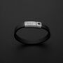 Black Minimalistic Leather Bracelet With Custom Engraving, thumbnail 1 of 8