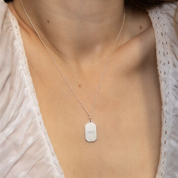 Sterling Silver Personalised Tag Necklace Silver, 3 of 7