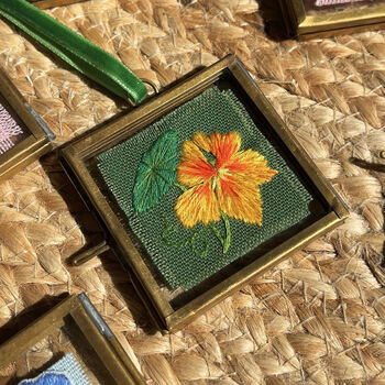 Nasturtium Hand Embroidered Framed Keepsake, 3 of 6