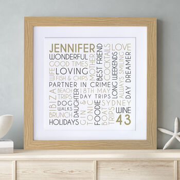 Personalised Any Age Birthday Square Word Art, 4 of 11