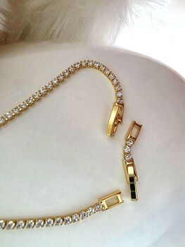 Adjustable Box Clasp Cz Tennis Bracelet In Gold, Rose Gold And Silver Plated, Gift For Her, 5 of 11