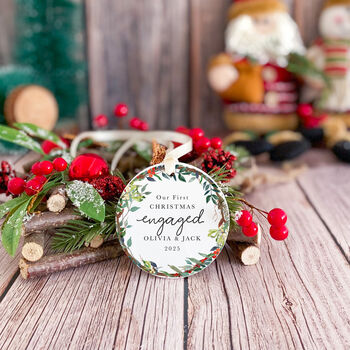 Personalised Our First Christmas Engaged Ornament Gift, 2 of 7