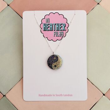 Yin Yang Glitter Charm Necklace / Zen Gift For Her / Minimal Spiritual Jewellery / Cute Statement Necklace, 2 of 7
