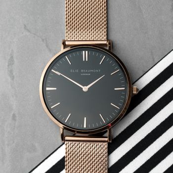 Personalised Rose Gold Mesh Watch, 6 of 6