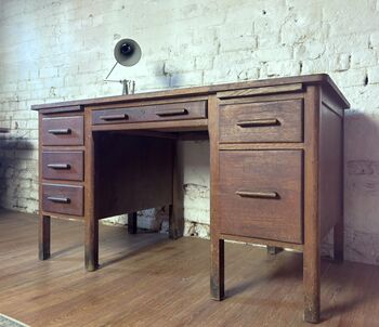 1940s Solid Oak Teachers Desk, 6 of 6