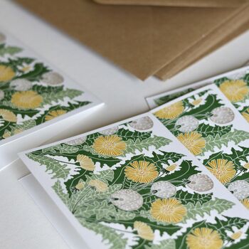 Dandelion Linocut Flower Notecards Set Of Eight, 6 of 7