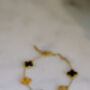 Alternating Clover Bracelet Black And Gold 18 K Plate, thumbnail 2 of 4