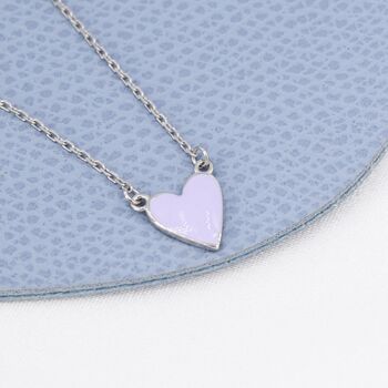 Lilac Purple Heart Pendant Necklace In Sterling Silver, 4 of 11
