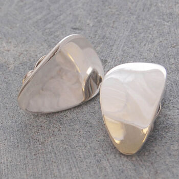 Sterling Silver Polished Oval Clip On Earrings, 2 of 6