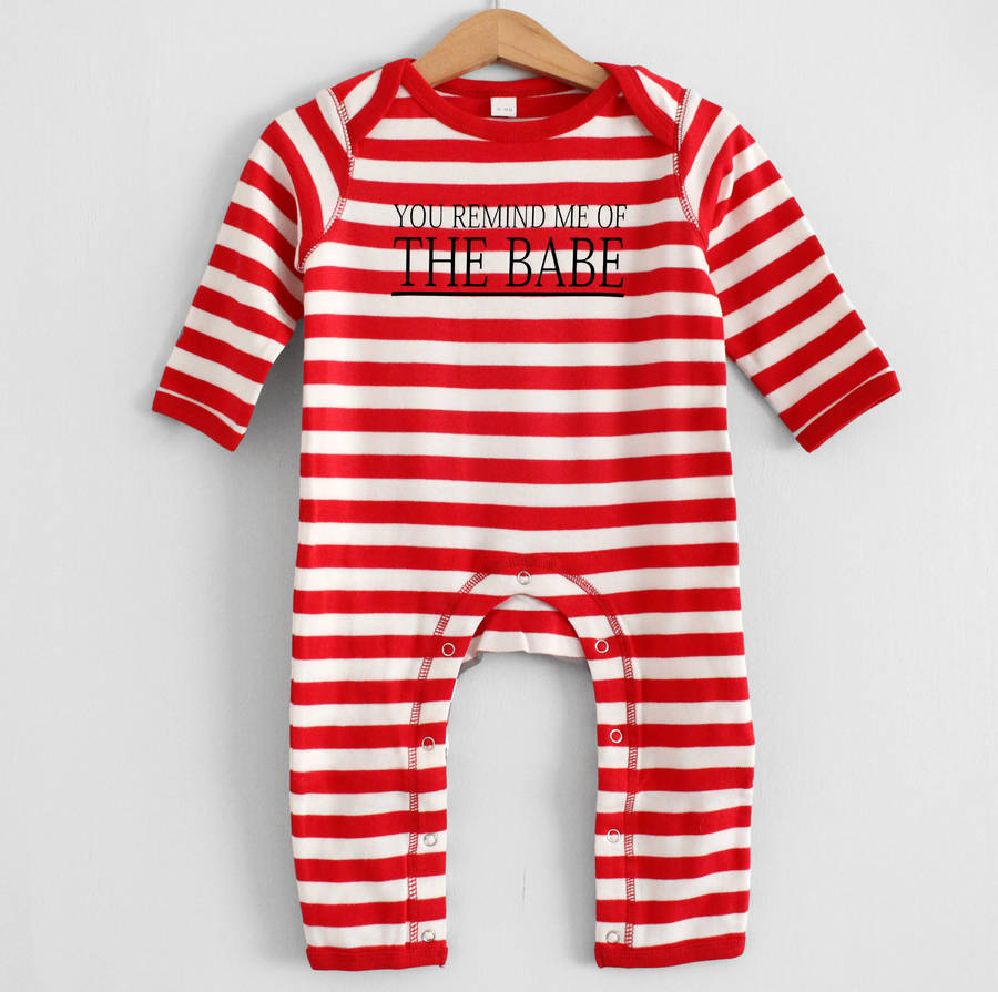 'You Remind Me Of The Babe' Stripy Romper, 1 of 5