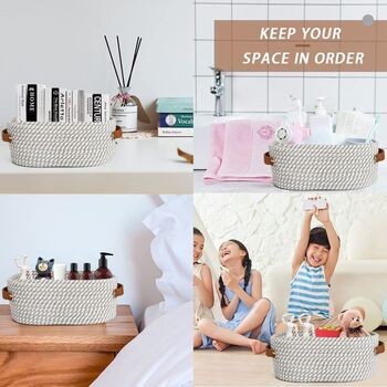 Set Of Two Woven Cotton Rope Foldable Storage Baskets, 2 of 4