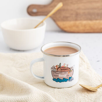 Personalised Children's Noah's Ark Themed Enamel Mug, 2 of 4