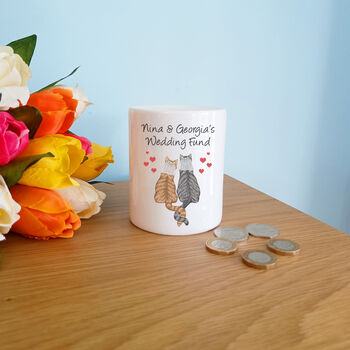 Personalised Cat Wedding Fund Money Box, 4 of 6