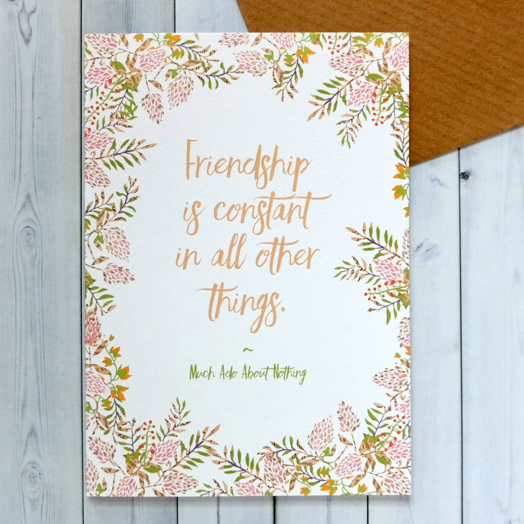 'Friendship Is Constant' Best Friend Quote Card By Bookishly