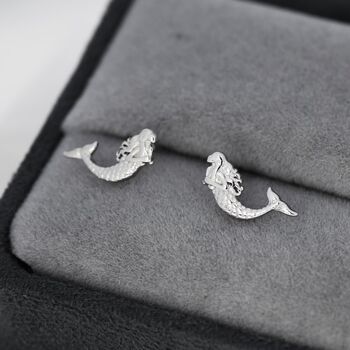 Mermaid Stud Earrings In Sterling Silver, 2 of 11