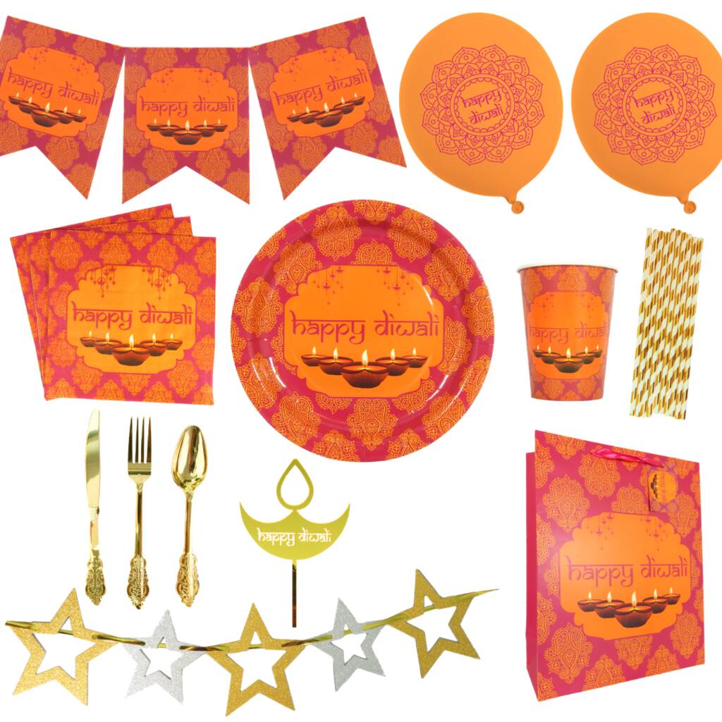 Pink And Orange Diwali Party In A Box Decorations, 1 of 12