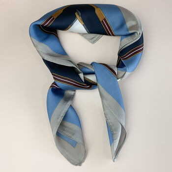 Blue Equestrian Chain Print Silky Scarf, 3 of 4