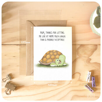 Living At Home Funny Turtles Thank You Mum Cute Card Birthday Mother's Day, 5 of 5