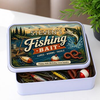 Personalised Vintage Fishing Bate Tackle Tin, 2 of 3