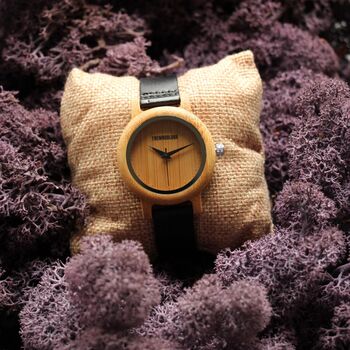 Personalised Bamboo Wood Womens Watch, Engraved, 9 of 9