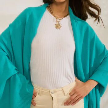 Turquoise Blue 100% Cashmere Travel Wrap Pashmina Shawl Gift Boxed, 5 of 8