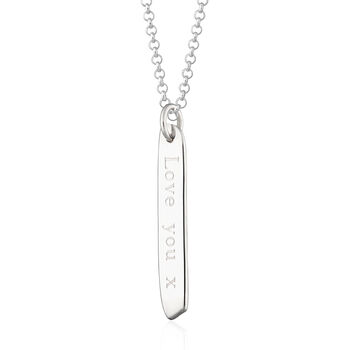 Engraved Vertical Bar Sterling Silver Necklace, 7 of 8