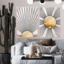 Gold Black Boho Sun Mixed Media Wall Art Print, thumbnail 3 of 6