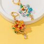 18 K Gold Plated Huggie Earrings With Iridescent Summer Flowers And A Hanging Gemstone, thumbnail 7 of 9