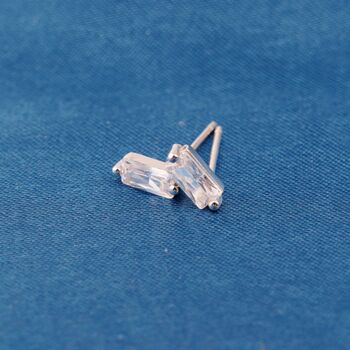 April Diamond Birthstone Baguette Stud Earrings, 3 of 7