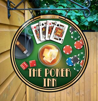 Poker Inn Personalised Home Pub Sign Man Cave Sign, 6 of 9