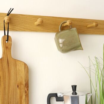 Solid Oak Shaker Style Peg Kitchen Rail Or Coat Rack, 5 of 9