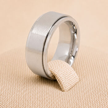 Personalised Brushed Stainless Steel Wide Spinner Ring, 5 of 12