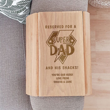 Super Dad Gifts Personalised Snacks Sofa Tray, 4 of 5