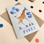 Giraffe 5th Birthday Card, thumbnail 2 of 5