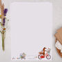 A4 Letter Writing Paper With Cycling Fox And Robin, thumbnail 1 of 4