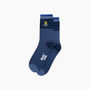 Embroidered Cyclist Striped Combed Cotton Socks In Blue, thumbnail 3 of 4