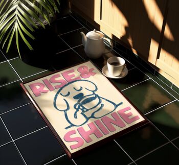 Rise And Shine Retro Print Kitchen Poster Bedroom Art Hand Drawn, 5 of 11