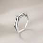 Sterling Silver Geometric Hexagon Angle Cut Slim Ring, thumbnail 1 of 2