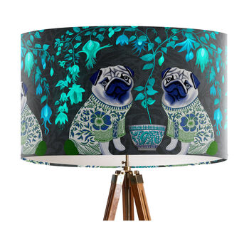 Chinoiserie Pug Lampshade On Charcoal, 5 of 5