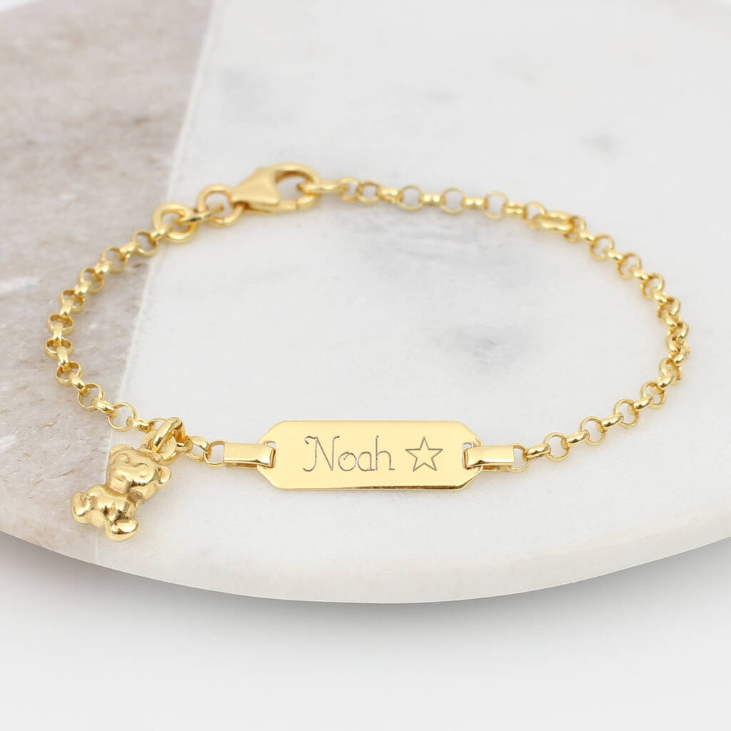 Personalised 18ct Gold Plated Christening Bracelet, 1 of 5