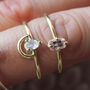 Melia Pear Moonstone Curved Ring 9 Ct Gold Or Silver, thumbnail 1 of 4