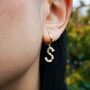 Gold Plated 925 Silver Crystal Initial Hoop Earrings, thumbnail 3 of 12