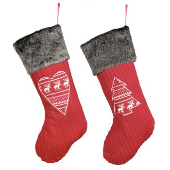 Personalised Nordic Cable Knit Christmas Stocking, 2 of 5
