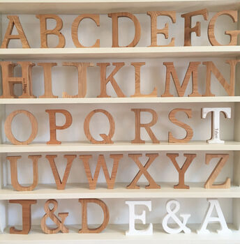 Personalised New Baby Raw Oak Letter, 4 of 4
