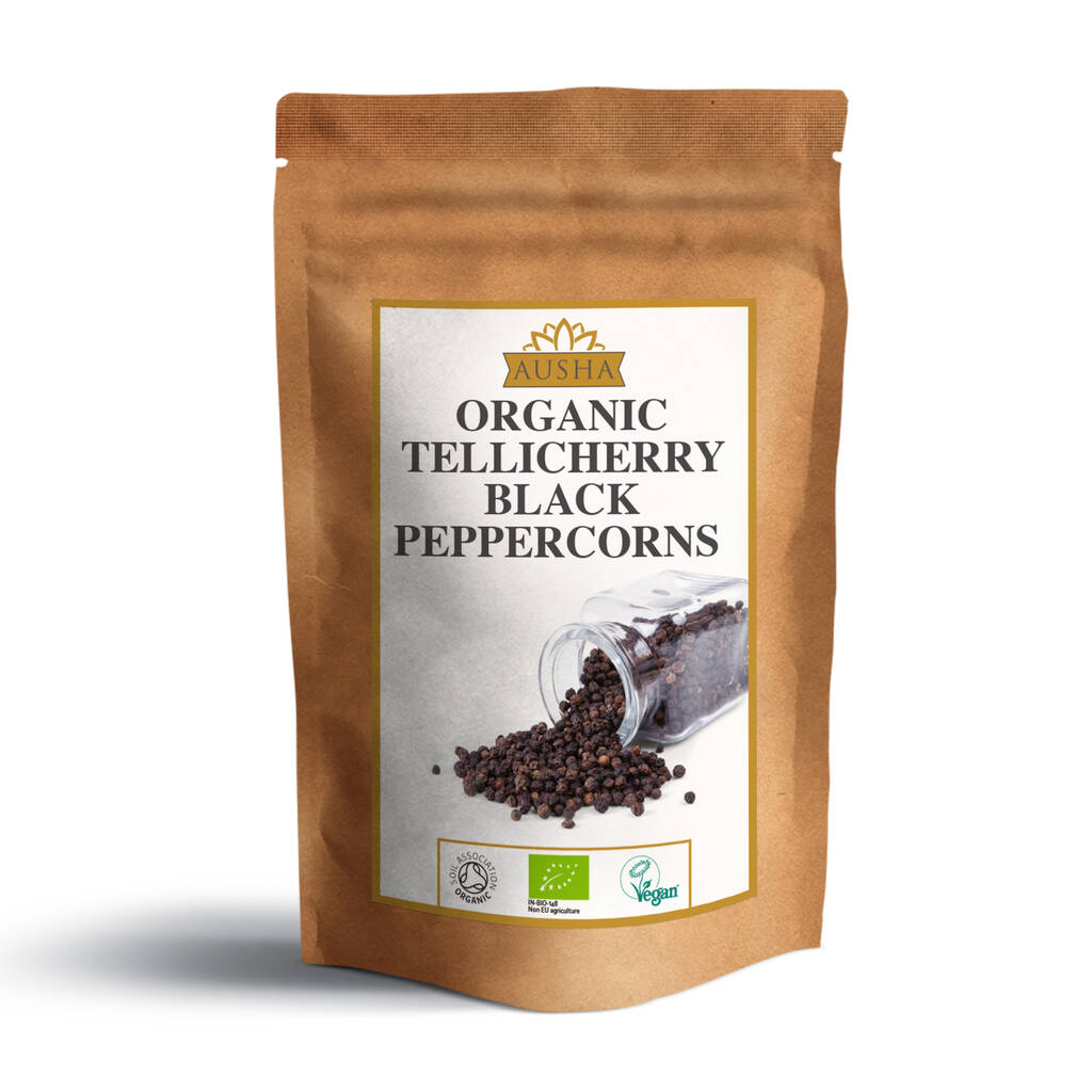 Organic Tellicherry Black Peppercorns 100g, 1 of 12