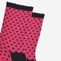 Women's Glitter Socks Pink Black Small Polka Dots, thumbnail 3 of 5