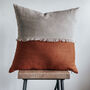 Frill Linen Cushion Cover Half Terracotta, thumbnail 2 of 5
