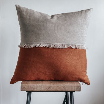 Frill Linen Cushion Cover Half Terracotta, 2 of 5
